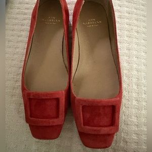 Suede flats size 36 EU / 6 US — Ann Mashburn Buckle Ballet Flat in Scarlet Suede